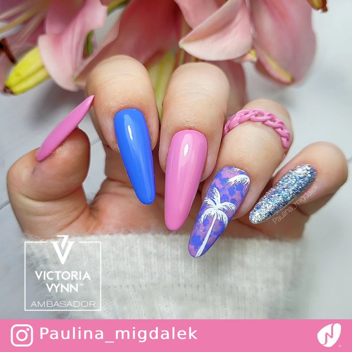 Mismatched Nails with Palms
